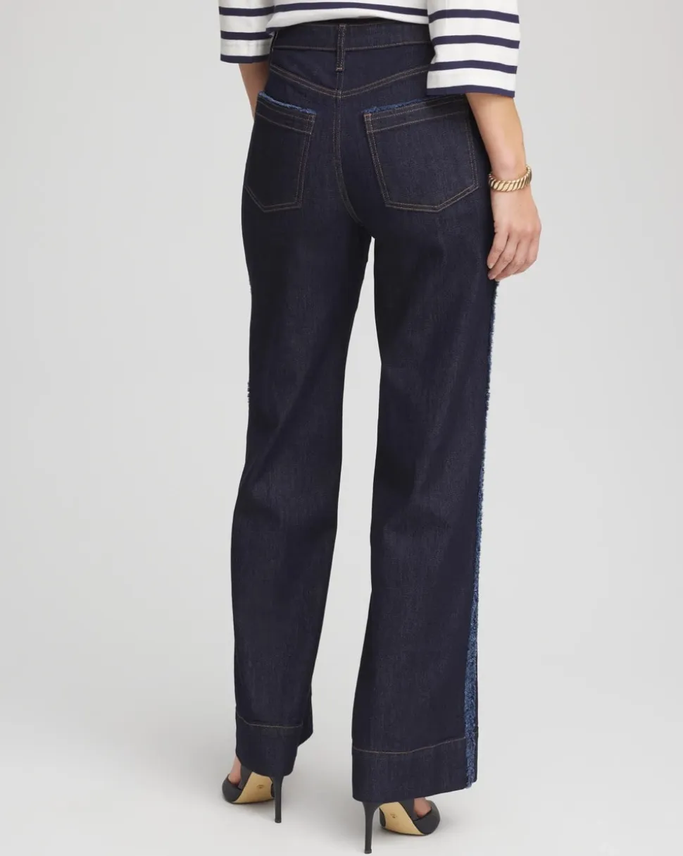Petite Frayed High-Rise Wide-Leg Jeans
