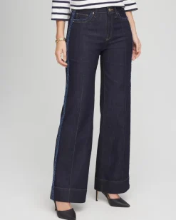 Petite Frayed High-Rise Wide-Leg Jeans