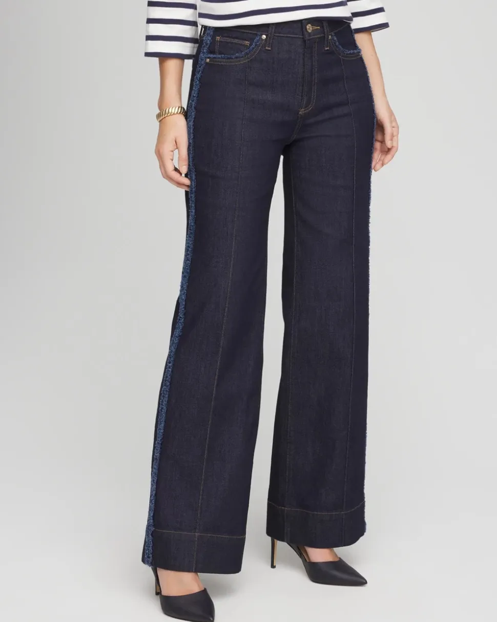 Petite Frayed High-Rise Wide-Leg Jeans
