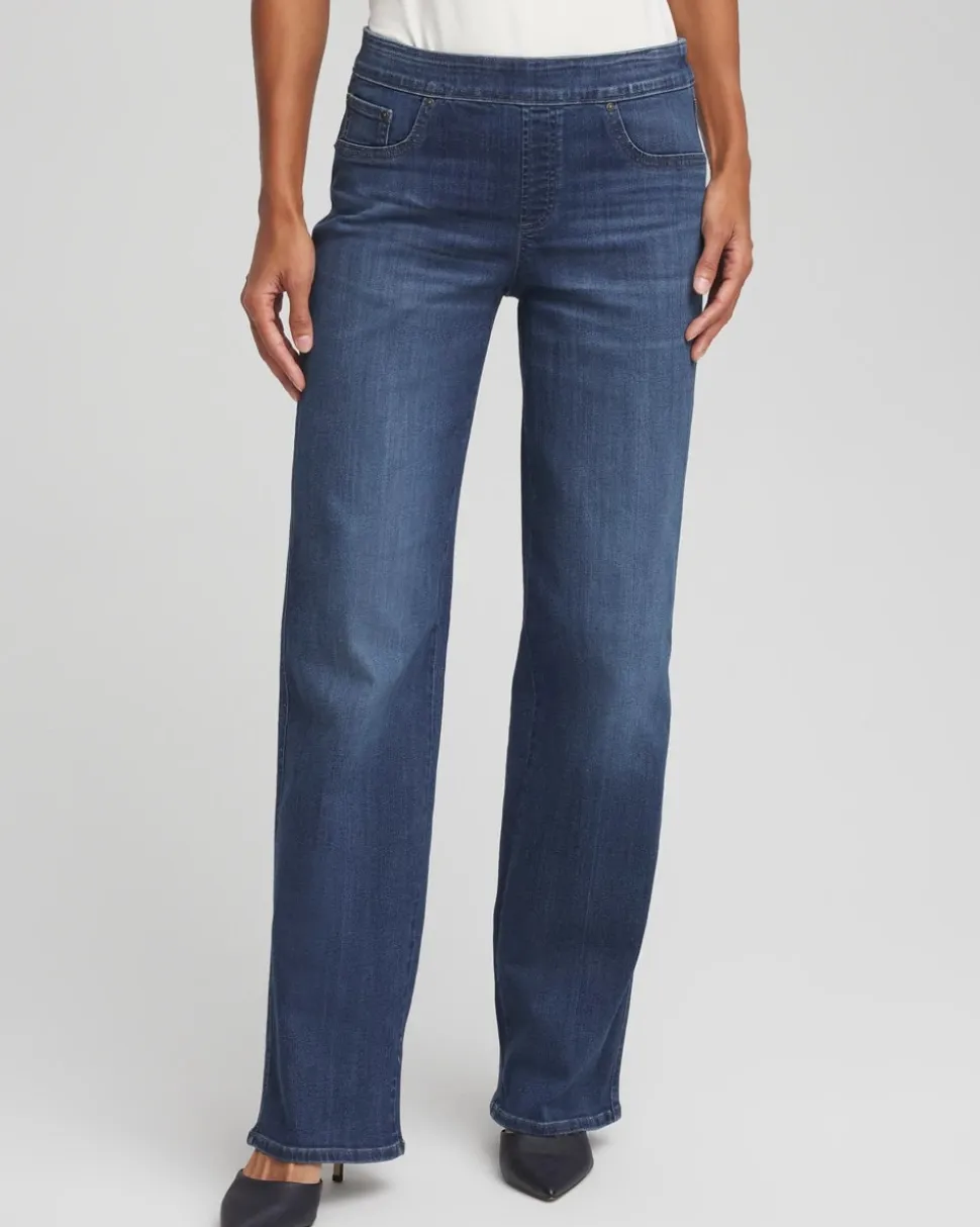 Petite Pull-On Wide-Leg Jeans