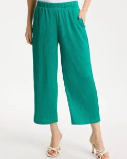 Petite Travelers™ Crinkle Textured Crop Pants