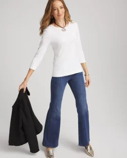 Pima Cotton Crewneck Button Tee