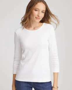 Pima Cotton Crewneck Button Tee