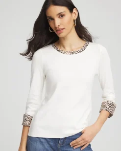 Pima Jewel Neck Contrast Tee