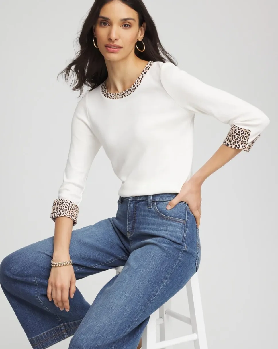 Pima Jewel Neck Contrast Tee
