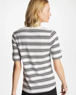 Pima V-Neck Tab Sleeve Tee