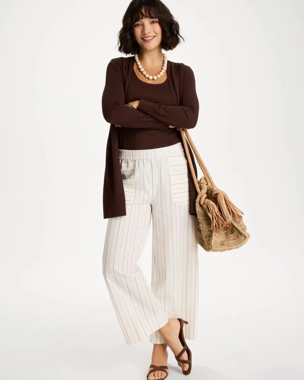 Pinstriped Linen-Cotton Crop Pant