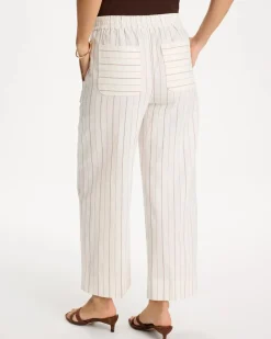 Pinstriped Linen-Cotton Crop Pant