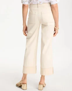Pintuck Cuffed Cropped Jeans