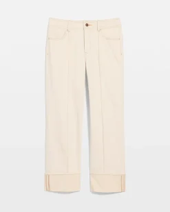 Pintuck Cuffed Cropped Jeans