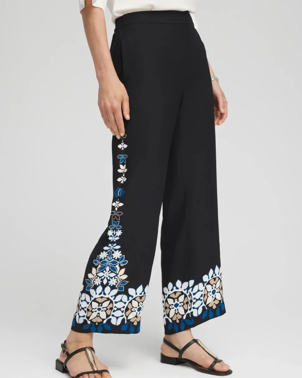 Placed Floral Print Soft Cropped Pants