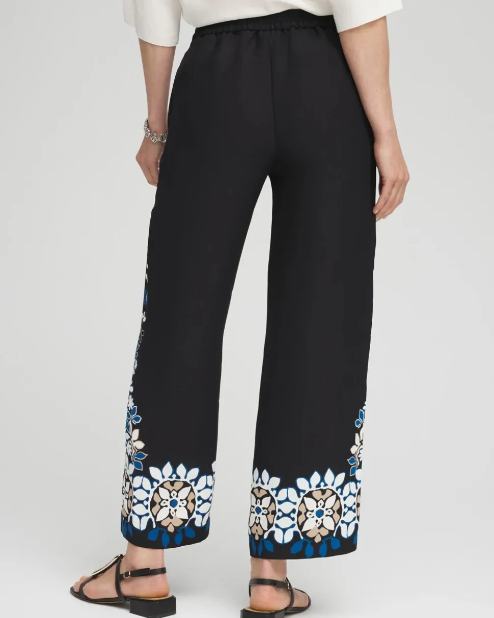 Placed Floral Print Soft Cropped Pants