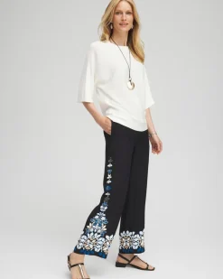 Placed Floral Print Soft Cropped Pants