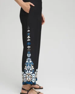 Placed Floral Print Soft Cropped Pants