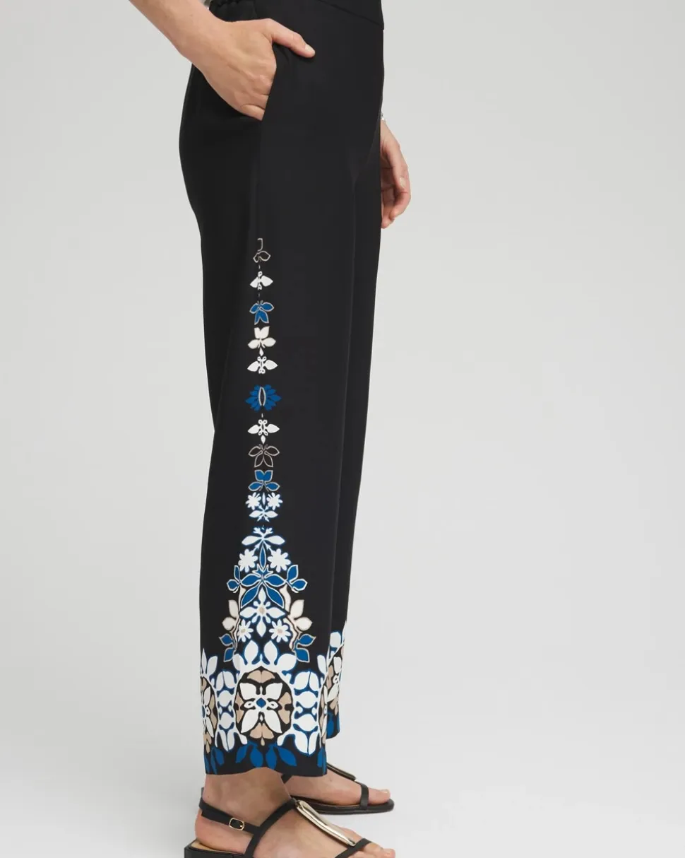 Placed Floral Print Soft Cropped Pants