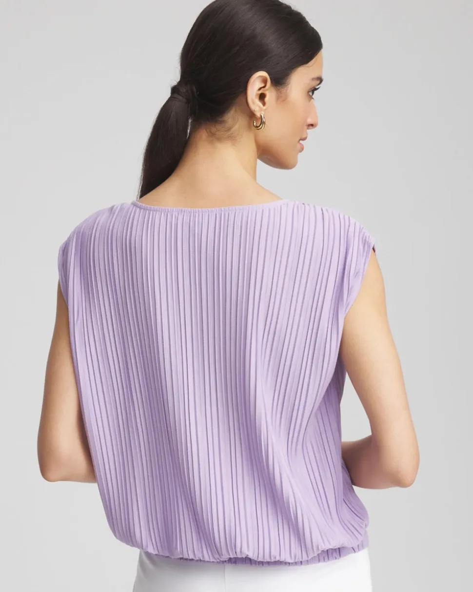 Pleated Bubble-Hem Tee