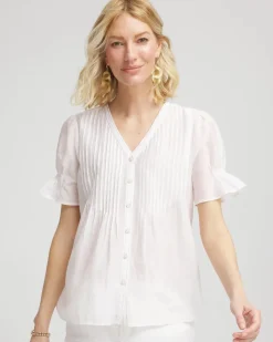 Pleated Cotton-Silk Shirt
