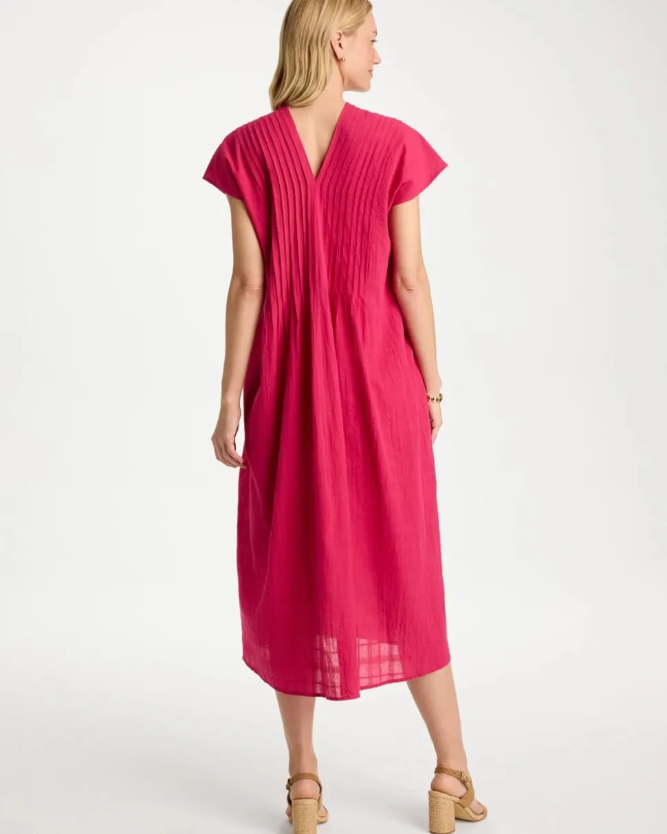 Pleated Popover Midi Dress