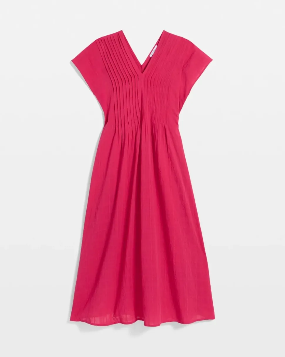 Pleated Popover Midi Dress