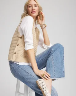 Pointelle Button Sweater Vest