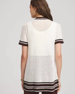 Pointelle High-Style Short-Sleeve Cardigan