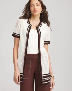 Pointelle High-Style Short-Sleeve Cardigan