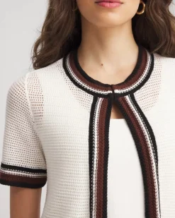 Pointelle High-Style Short-Sleeve Cardigan