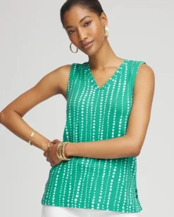 Polka-Dot Sleeveless V-Neck Tank