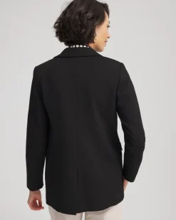 Ponte Double-Breasted Knit Blazer