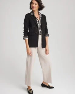 Ponte Double-Breasted Knit Blazer