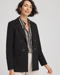 Ponte Double-Breasted Knit Blazer