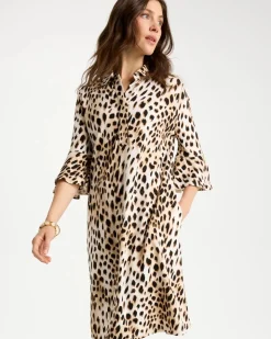 Ponte Knit Flounce Sleeve Dress