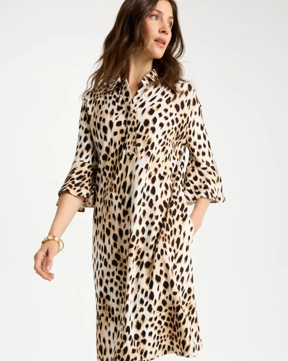 Ponte Knit Flounce Sleeve Dress