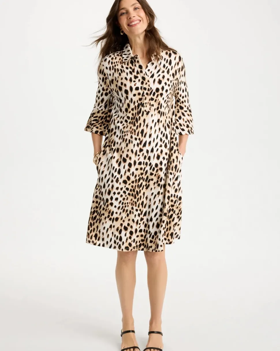 Ponte Knit Flounce Sleeve Dress