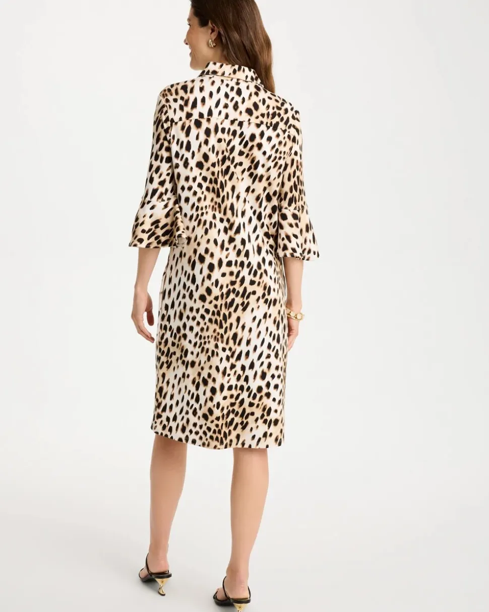 Ponte Knit Flounce Sleeve Dress