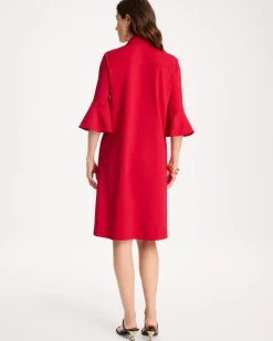Ponte Knit Flounce Sleeve Dress