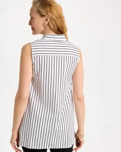 Poplin Cotton Collared Striped Tunic