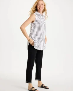 Poplin Cotton Collared Striped Tunic