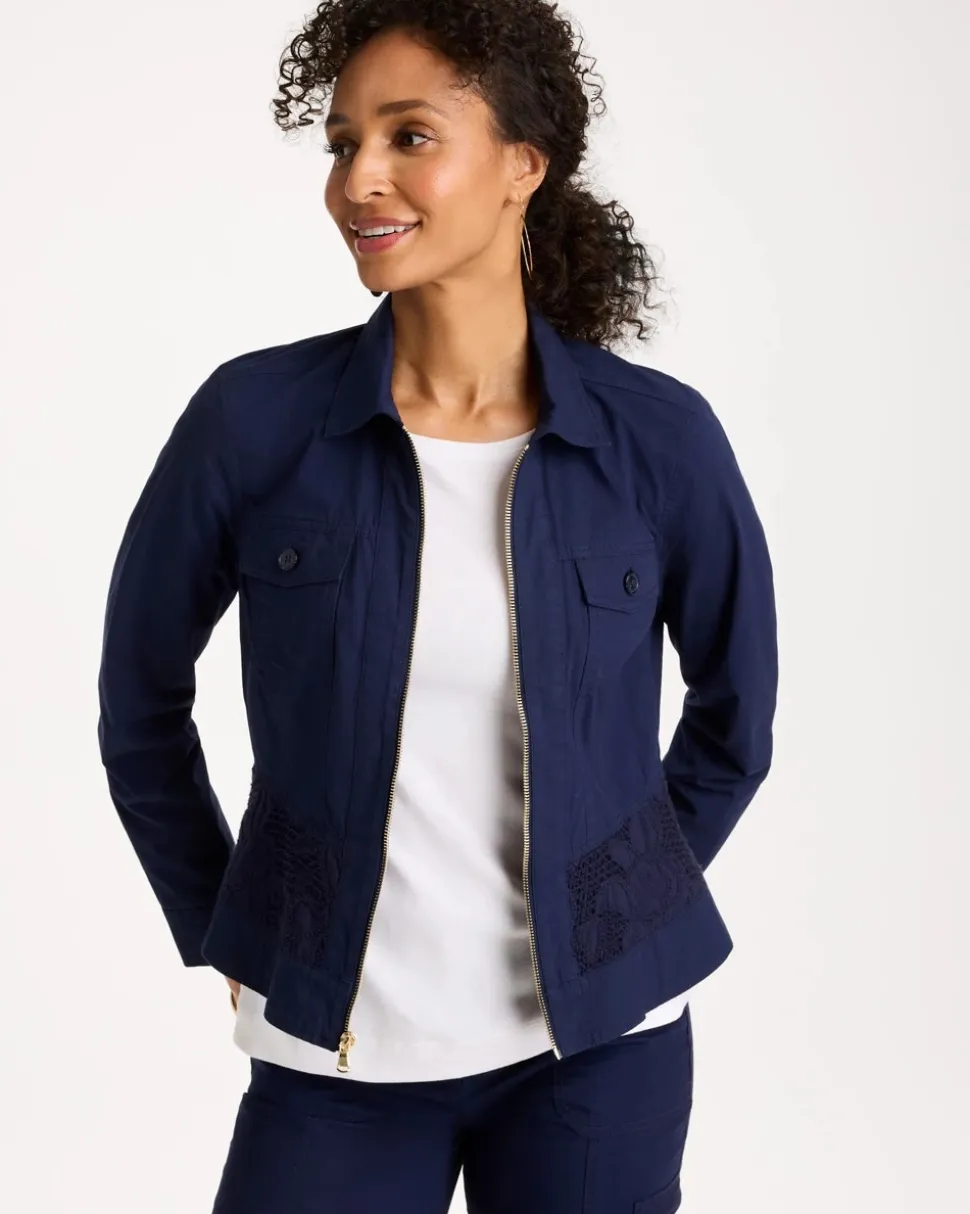 Poplin Cotton Lace Peplum Jacket