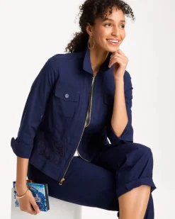 Poplin Cotton Lace Peplum Jacket