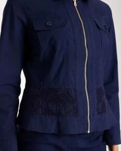 Poplin Cotton Lace Peplum Jacket