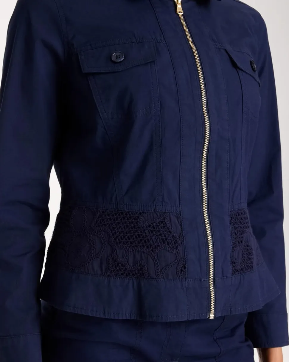 Poplin Cotton Lace Peplum Jacket