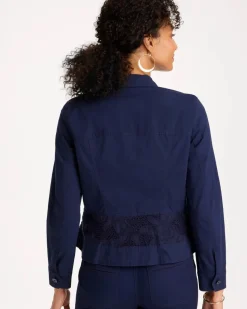 Poplin Cotton Lace Peplum Jacket