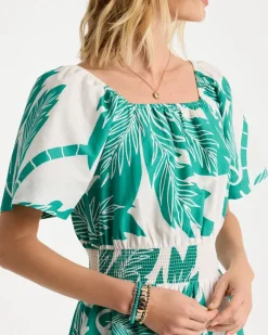 Poplin Cotton Off-Shoulder Printed Dress