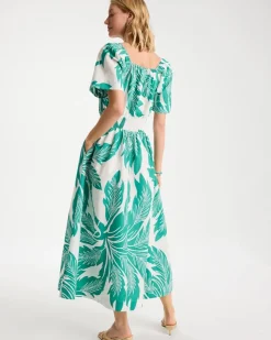 Poplin Cotton Off-Shoulder Printed Dress