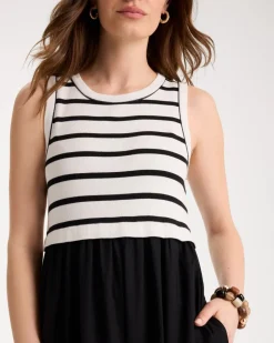Poplin Cotton Rib Mix Dress