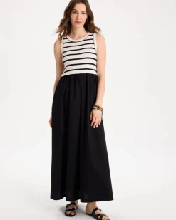 Poplin Cotton Rib Mix Dress