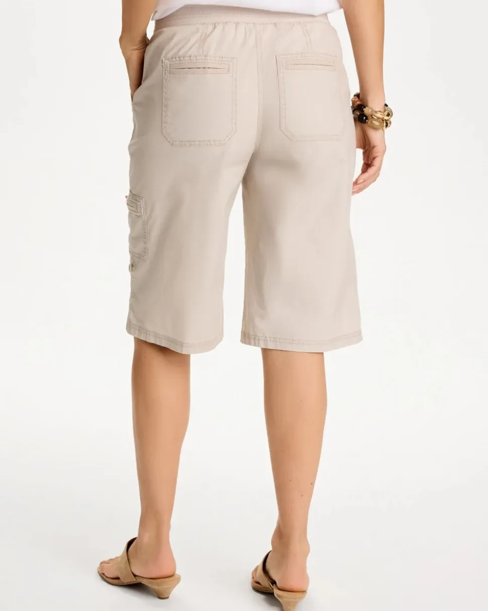 Poplin Cotton Roll-Tab Shorts