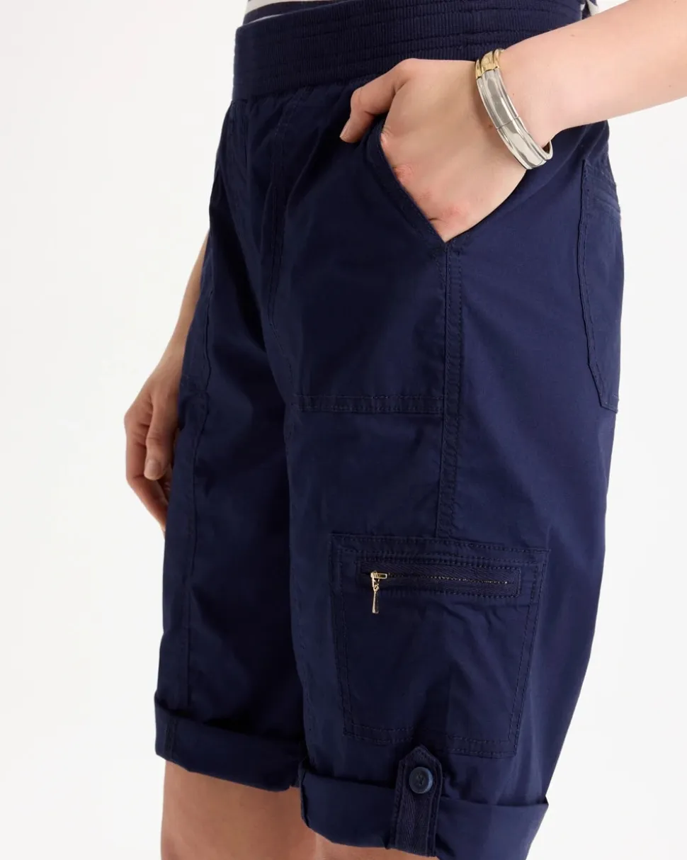 Poplin Cotton Roll-Tab Shorts