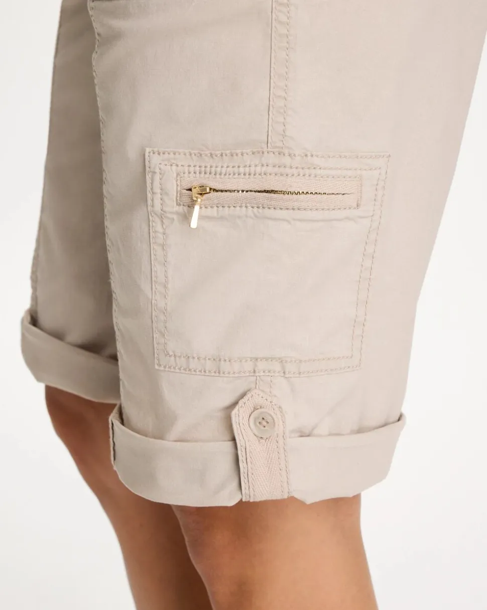 Poplin Cotton Roll-Tab Shorts